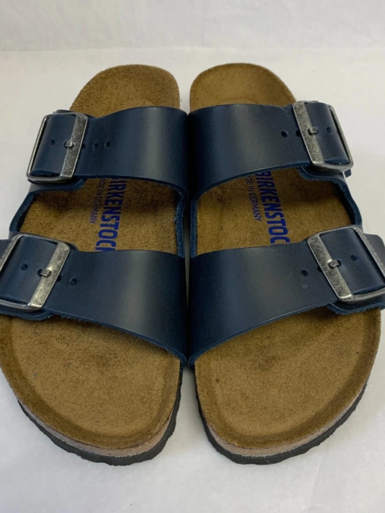 Birkenstock Arizona Blue Oiled Leather Soft Footbed Narrow Width Sandals